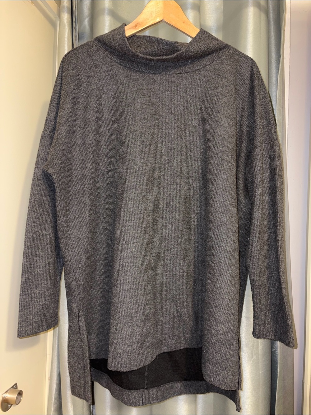 Charcoal Gray Women's Lightweight Mock Neck Sweater dress